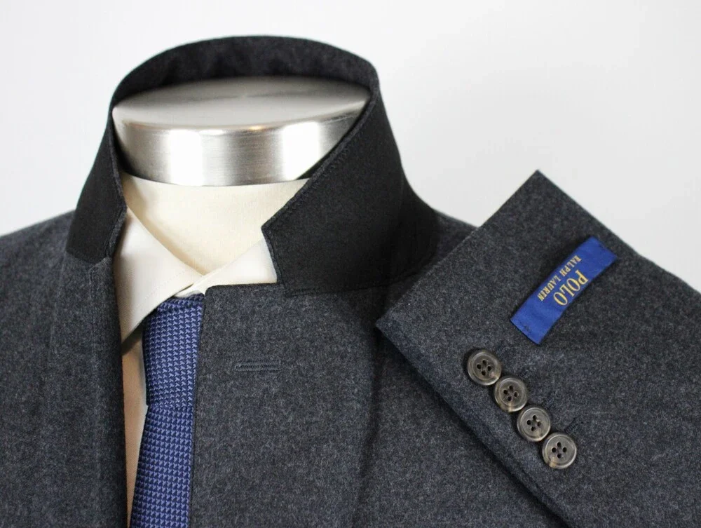 Polo Ralph Lauren Jacket 46 R Mens Wool Modern Fit Grey Sport Coat Blazer New